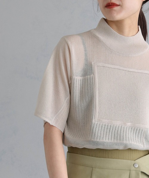 &g'aime（アンジェム）の「【&g’aime】パネルシアーニットトップス（ニット/セーター・レディース・ネイビー/チャコールグレー/グレイッシュベージュ・FREE）」の22枚目の写真