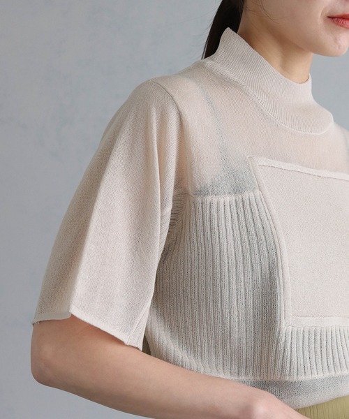 &g'aime（アンジェム）の「【&g’aime】パネルシアーニットトップス（ニット/セーター・レディース・ネイビー/チャコールグレー/グレイッシュベージュ・FREE）」の21枚目の写真