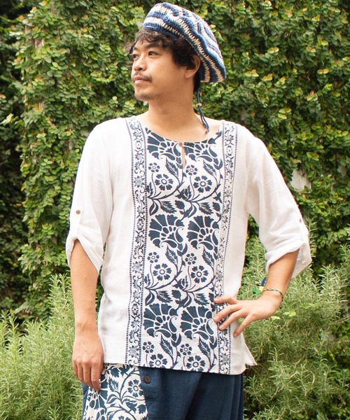 チャイハネ（チャイハネ）の「【チャイハネ】ハルトラMEN'Sトップス（その他トップス・メンズ・ホワイト/マスタード/レンガ/ブラック×ホワイト/ブラック系その他/ホワイト系その他/ベージュ/ブルー/オレンジ/ベージュ系その他/ターコイズブルー/カーキ・FREE）」の2枚目の写真