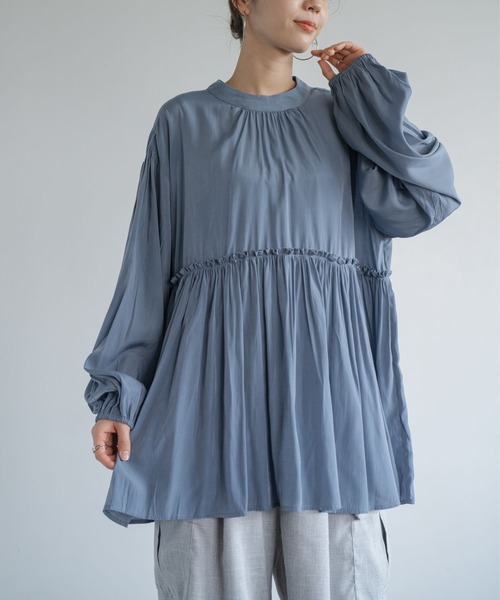 refinedworks(リファインドワークス)の「【refinedworks】 シルエットが大人可愛いバックリボンギャザーブラウス(シャツ/ブラウス・レディース・ベージュ/ブルー/チャコールグレー・FREE)」の16枚目の写真