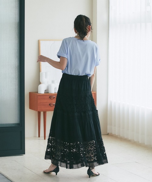 La boutique BonBon（ラブティックボンボン）の「ターンバックスリーブTシャツ（Tシャツ/カットソー・レディース・ネイビー/ピンク/チャコールグレー/オフホワイト/サックスブルー・FREE）」の13枚目の写真