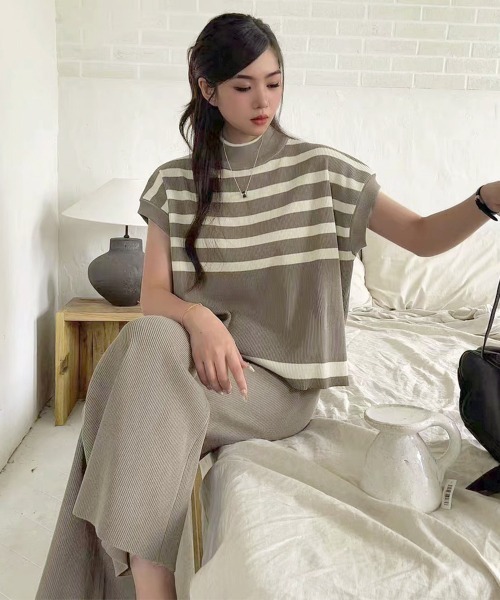 Miniministore（ミニミニストア）の「こなれ感 ニットセットアップ 体型カバー（セットアップ・レディース・ブラック/ダークベージュ/グレイッシュベージュ/アイボリー/ミント・FREE）」の13枚目の写真