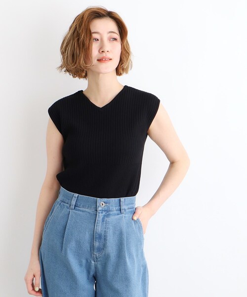 grove（グローブ）の「◆雑誌掲載【洗える・UVカット・抗ピル】前後2WAY針抜き切替フレンチスリーブプルオーバー（ニット/セーター・レディース・ナチュラル/ブラック/ブルー系その他・01/02/03/04/05）」の6枚目の写真