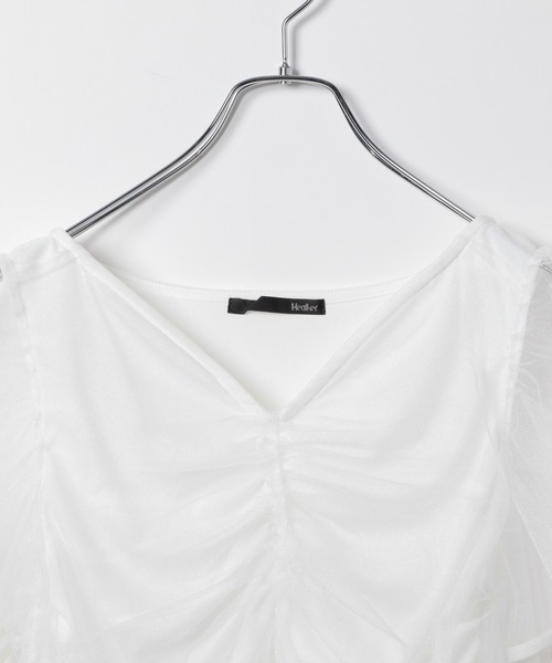 セール】チュールギャザープルオーバー（半袖） 124735（Tシャツ