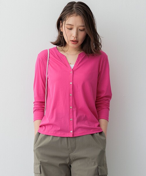 【セール】【SLOW/一部店舗限定】シアーツイストシングルジャージー カーディガン（Tシャツ/カットソー）｜23区（ニジュウサンク）