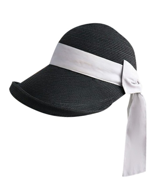 新品未使用♡ジョリーミニョン　リボン付き　黒とベージュの麦わら帽子　タグ付き♡ 新品未使用♡ジョリーミニョン リボン付き 黒とベージュの麦わら