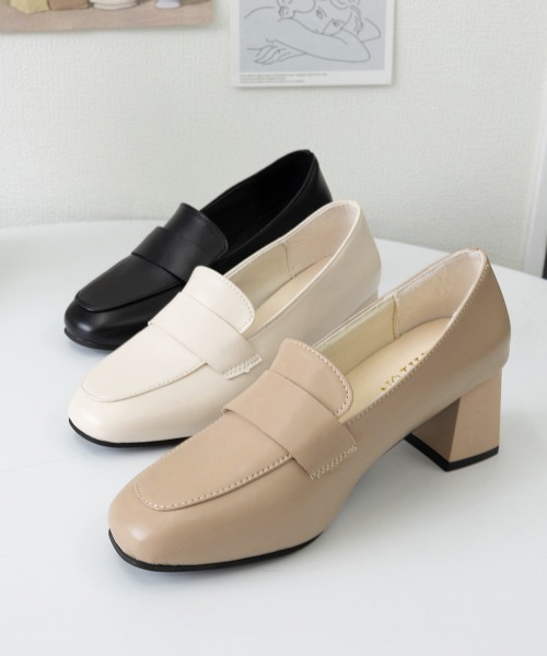 Miniministore(ミニミニストア)の「ローファーパンプス チャンキーヒール靴(パンプス・レディース・アイボリー/ブラック/ベージュ・23.0cm/24.0cm/23.5cm/22.5cm/24.5cm)」の17枚目の写真