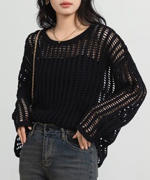 DAY CLOSET | レディース 長袖透かし編みサマーニットトップス(ニット/セーター)
