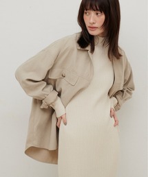 【LARUTA】サファリポケット付きスエード調シャツ