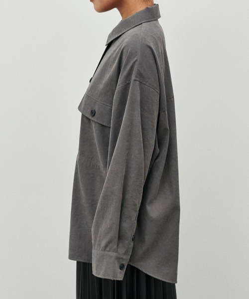 LARUTA】サファリポケット付きスエード調シャツ（シャツ/ブラウス