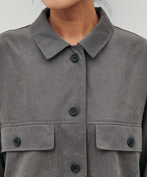 LARUTA】サファリポケット付きスエード調シャツ（シャツ/ブラウス