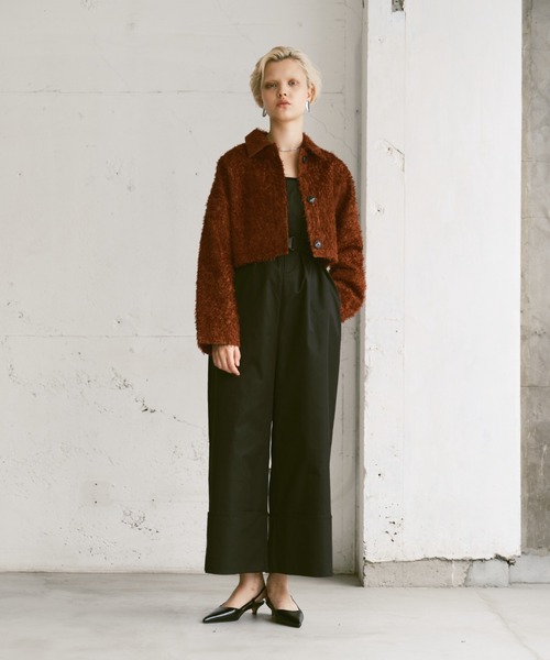 Happy John（ハッピージョン）の「fringe shirt jacket/フリンジシャツジャケット（その他アウター・レディース・バーガンディー/ブラック・FREE）」の9枚目の写真