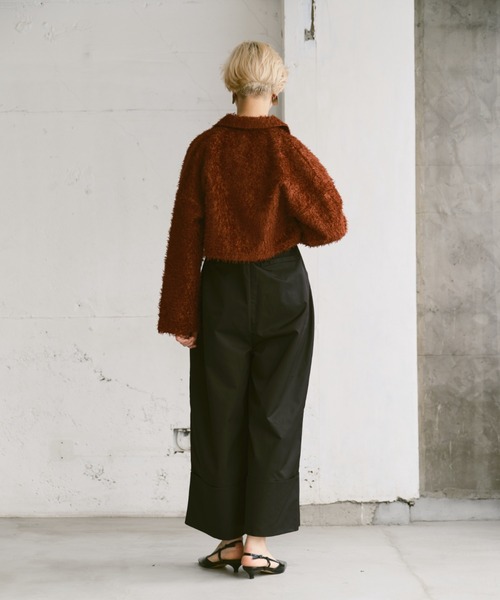 Happy John（ハッピージョン）の「fringe shirt jacket/フリンジシャツジャケット（その他アウター・レディース・バーガンディー/ブラック・FREE）」の14枚目の写真