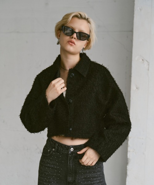 Happy John（ハッピージョン）の「fringe shirt jacket/フリンジシャツジャケット（その他アウター・レディース・バーガンディー/ブラック・FREE）」の16枚目の写真