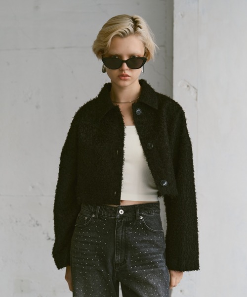 Happy John（ハッピージョン）の「fringe shirt jacket/フリンジシャツジャケット（その他アウター・レディース・バーガンディー/ブラック・FREE）」の18枚目の写真