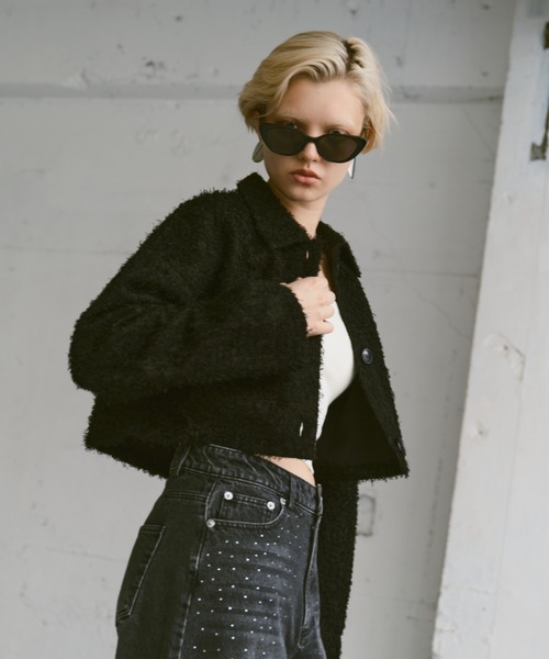 Happy John（ハッピージョン）の「fringe shirt jacket/フリンジシャツジャケット（その他アウター・レディース・バーガンディー/ブラック・FREE）」の19枚目の写真