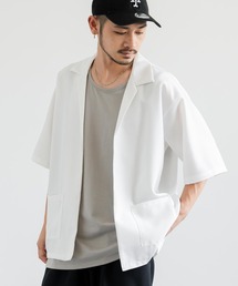 3点セットアップ オーバーサイズ5分袖ジャケット+ワイドテーパードパンツ+タンクトップ