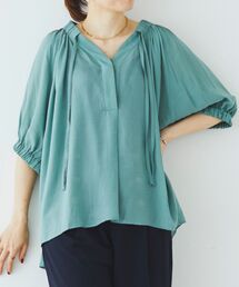 le.coeur blanc | シアーVネックギャザーブラウス(シャツ/ブラウス)