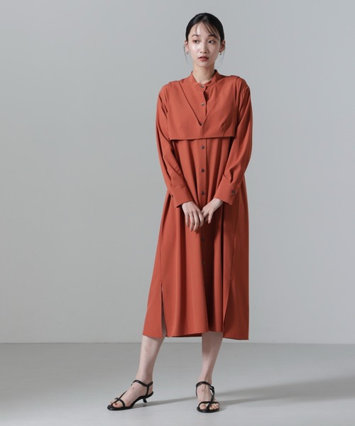 NANO universe（ナノユニバース）の「ビスチェセットシャツワンピース（シャツワンピース・レディース・キャメル/ベージュ/ブルーグレー・FREE）」の15枚目の写真