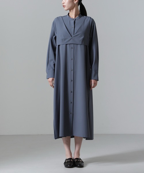 NANO universe（ナノユニバース）の「ビスチェセットシャツワンピース（シャツワンピース・レディース・キャメル/ベージュ/ブルーグレー・FREE）」の14枚目の写真