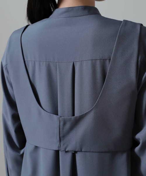 NANO universe（ナノユニバース）の「ビスチェセットシャツワンピース（シャツワンピース・レディース・キャメル/ベージュ/ブルーグレー・FREE）」の11枚目の写真