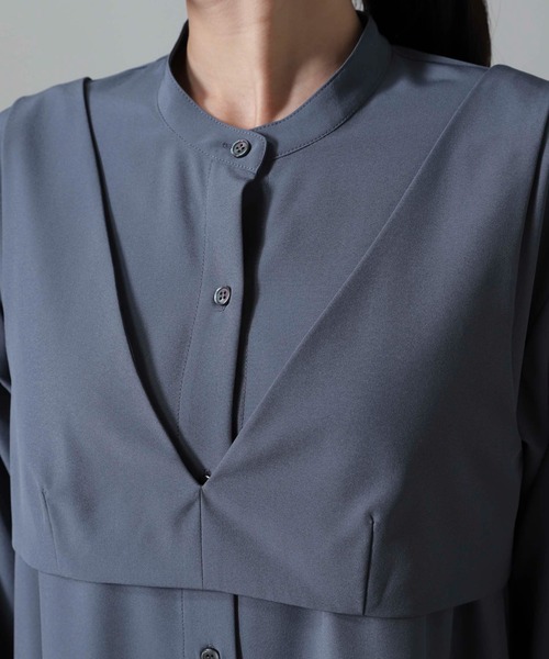 NANO universe（ナノユニバース）の「ビスチェセットシャツワンピース（シャツワンピース・レディース・キャメル/ベージュ/ブルーグレー・FREE）」の9枚目の写真