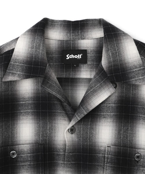 schott ショット　チェックシャツ　フランネルシャツ　長袖シャツ　Lサイズ OMBRE CHECK FLANNEL LS SHIRT/オンブレチェック フランネル