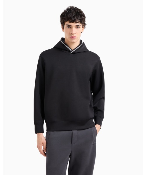 EMPORIO ARMANI（エンポリオアルマーニ）の「【エンポリオ アルマーニ】フード付きスウェットシャツ ボンディングジャージー（スウェット・メンズ・ネイビー/ブラック・SMALL/LARGE/MEDIUM/X-SMALL/X-LARGE）」の2枚目の写真