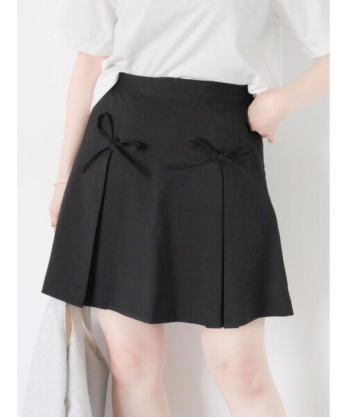 ehka sopo（エヘカソポ）の「リボン付きミニスカート（スカート・レディース・ブルー/グレー/ブラック・F）」の2枚目の写真