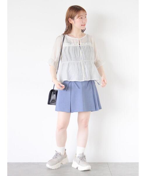 ehka sopo（エヘカソポ）の「リボン付きミニスカート（スカート・レディース・ブルー/グレー/ブラック・F）」の21枚目の写真