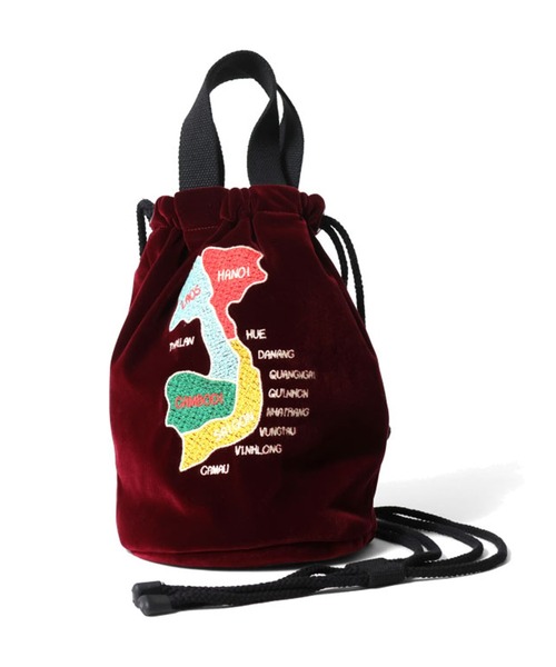 セール】HOUSTON ヒューストン TIGER MAP EMB VELVETEEN EFFECT BAG 虎 