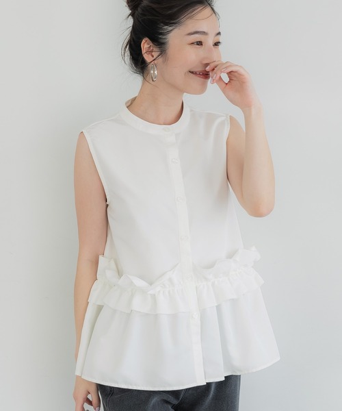 coca(coca)(コカ)の「ホイップフリルブラウス(シャツ/ブラウス・レディース・ブラック/ホワイト・M/L)」の2枚目の写真