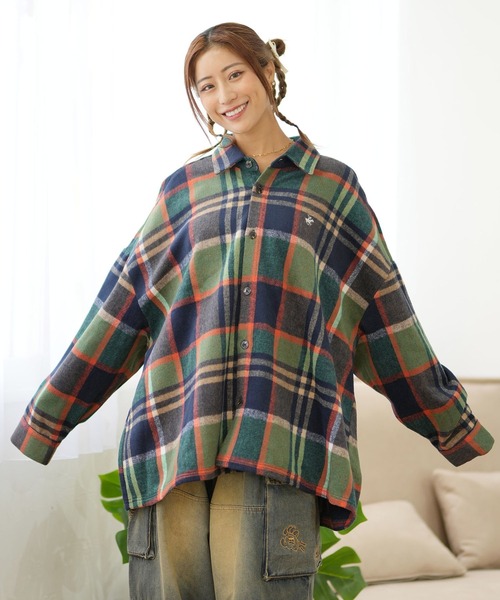 ムラサキスポーツ（ムラサキスポーツ）の「BEVERY HILLS P.C/ビバリーヒルズポロクラブ シャギーチェックシャツジャケット 4487-2141（シャツ/ブラウス・レディース・グリーン系その他/レッド系その他/オレンジ系その他・M）」の2枚目の写真