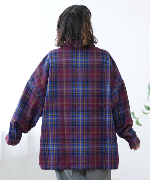 ムラサキスポーツ（ムラサキスポーツ）の「BEVERY HILLS P.C/ビバリーヒルズポロクラブ シャギーチェックシャツジャケット 4487-2141（シャツ/ブラウス・レディース・グリーン系その他/レッド系その他/オレンジ系その他・M）」の5枚目の写真