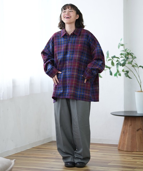 ムラサキスポーツ（ムラサキスポーツ）の「BEVERY HILLS P.C/ビバリーヒルズポロクラブ シャギーチェックシャツジャケット 4487-2141（シャツ/ブラウス・レディース・グリーン系その他/レッド系その他/オレンジ系その他・M）」の7枚目の写真