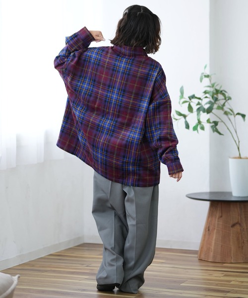 ムラサキスポーツ（ムラサキスポーツ）の「BEVERY HILLS P.C/ビバリーヒルズポロクラブ シャギーチェックシャツジャケット 4487-2141（シャツ/ブラウス・レディース・グリーン系その他/レッド系その他/オレンジ系その他・M）」の9枚目の写真