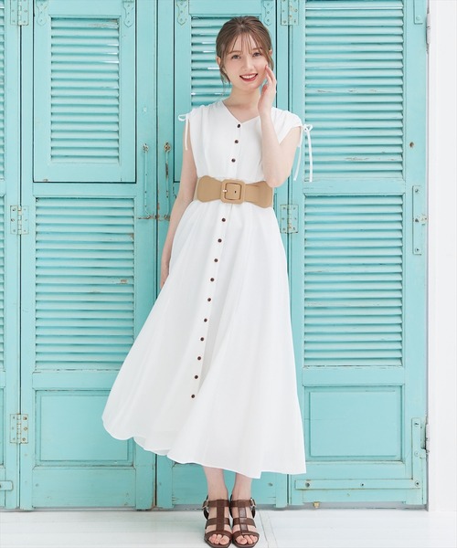 SWINGLE（スウィングル）の「スクエアバックルエコレザーゴムベルト（ベルト・レディース・ブラック/ベージュ・FREE）」の2枚目の写真