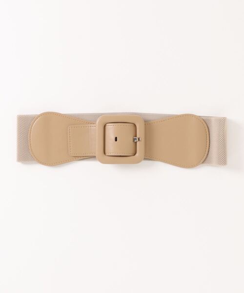 SWINGLE（スウィングル）の「スクエアバックルエコレザーゴムベルト（ベルト・レディース・ブラック/ベージュ・FREE）」の7枚目の写真