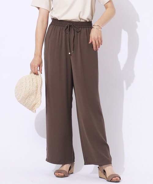 DRESKIP（ドレスキップ）の「◆【セットアップ可/洗える】さらさらぷるん イージーワイドパンツ（その他パンツ・レディース・ナチュラル/ダークブラウン/ブラック・02/03/04）」の3枚目の写真