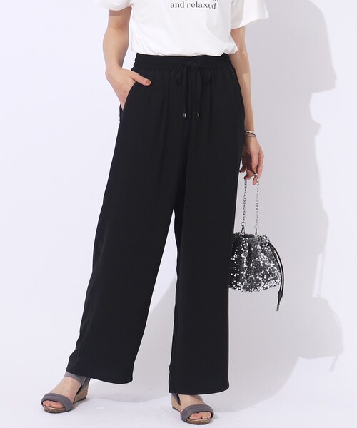 DRESKIP（ドレスキップ）の「◆【セットアップ可/洗える】さらさらぷるん イージーワイドパンツ（その他パンツ・レディース・ナチュラル/ダークブラウン/ブラック・02/03/04）」の2枚目の写真