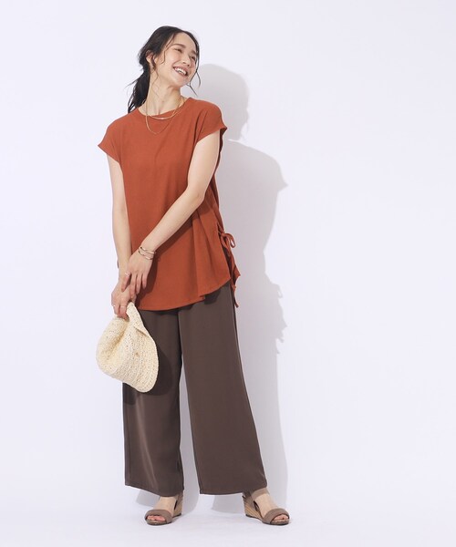 DRESKIP（ドレスキップ）の「◆【セットアップ可/洗える】さらさらぷるん イージーワイドパンツ（その他パンツ・レディース・ナチュラル/ダークブラウン/ブラック・02/03/04）」の22枚目の写真