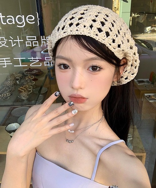 shopnikoniko(ショップニコニコ)の「バブーシュカ ニット クロシェ編み バブーシュカ(その他ヘアアクセサリー・レディース・ベージュ・フリー)」の7枚目の写真