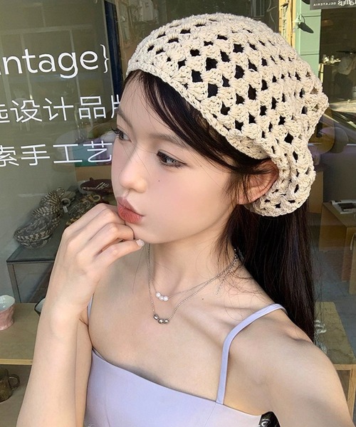shopnikoniko(ショップニコニコ)の「バブーシュカ ニット クロシェ編み バブーシュカ(その他ヘアアクセサリー・レディース・ベージュ・フリー)」の9枚目の写真