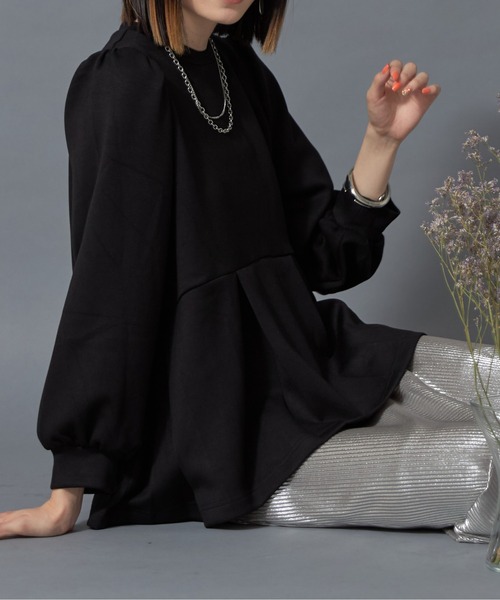 each(イーチ)の「ペプラムスウェット(スウェット・レディース・ブラック/グレー/チャコールグレー/ホワイト・FREE)」の12枚目の写真