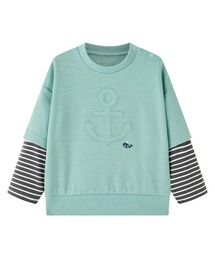 combimini（コンビミニ）の「T/Cポンチ袖レイヤード風トップス（アンカー）（スウェット）」