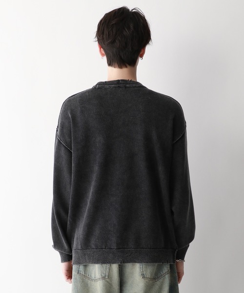 RAGEBLUE（レイジブルー）の「フェードダメージ/ワンポイント刺繍クルーネックニット（ニット/セーター・メンズ・ブルー/スミクロ・MEDIUM/LARGE）」の10枚目の写真