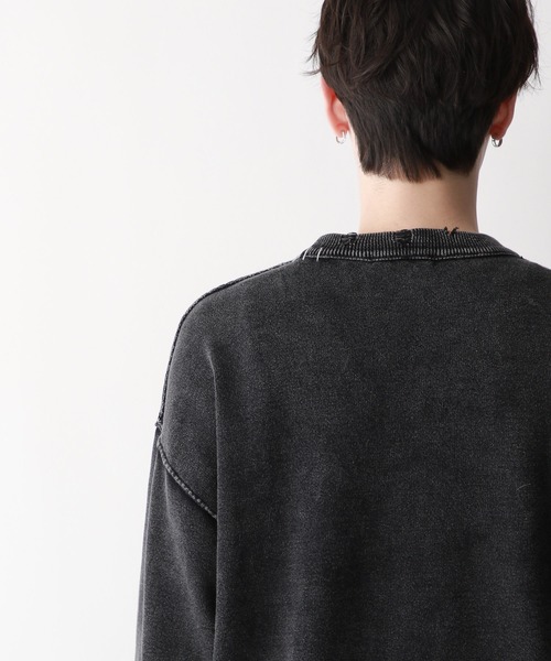 RAGEBLUE（レイジブルー）の「フェードダメージ/ワンポイント刺繍クルーネックニット（ニット/セーター・メンズ・ブルー/スミクロ・MEDIUM/LARGE）」の9枚目の写真