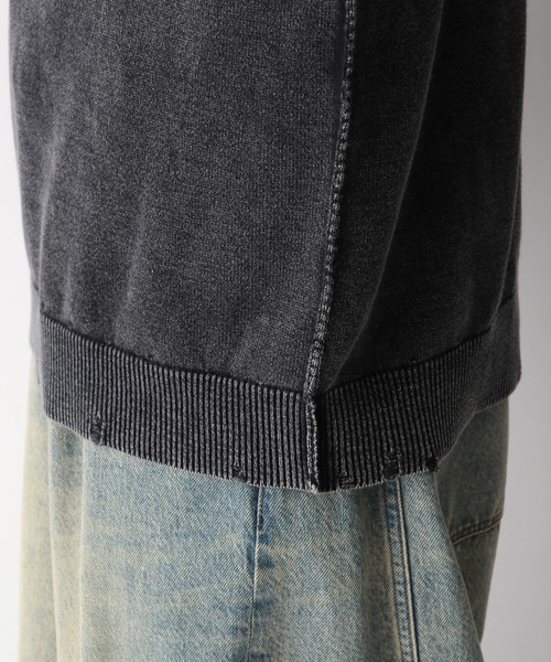 RAGEBLUE（レイジブルー）の「フェードダメージ/ワンポイント刺繍クルーネックニット（ニット/セーター・メンズ・ブルー/スミクロ・MEDIUM/LARGE）」の6枚目の写真