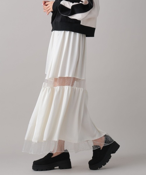 FOREVER 21（フォーエバー トゥエンティーワン）の「【2024FW】レースドッキングスカート（スカート・レディース・ベージュ/ブラック・FREE）」の7枚目の写真