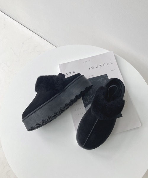 AS KNOW AS plus（アズノゥアズプラス）の「厚底ムートンサンダル（サンダル・レディース・ブラック/ベージュ/ライトベージュ・LL/S/M/L）」の6枚目の写真